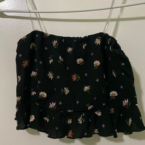 black floral tube top